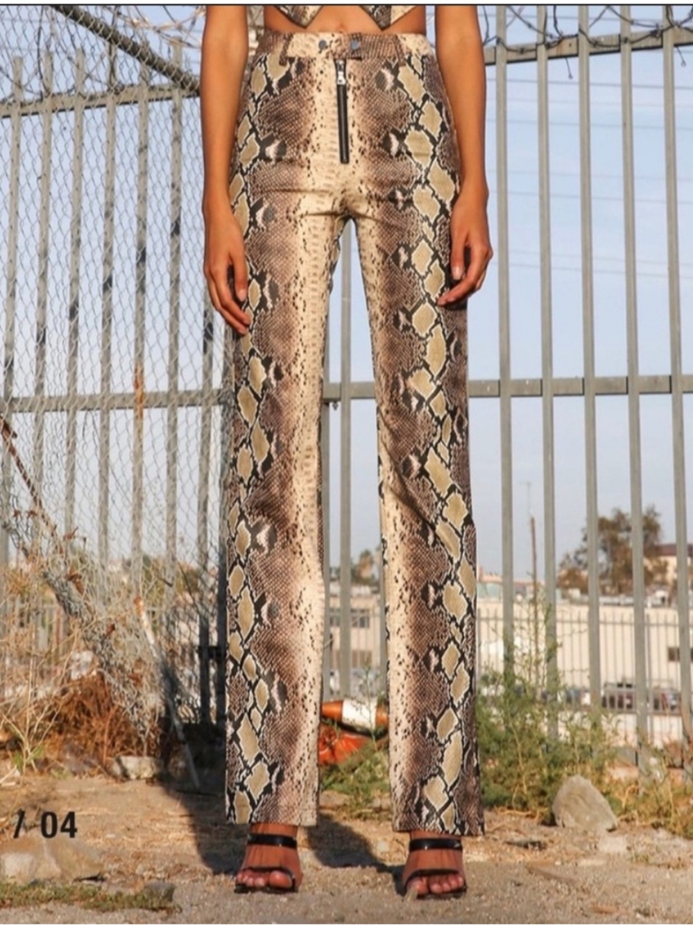 I.Am.Gia Brandy Snake Faux Leather High Rise Pants Small Snakeskin I Am Gia
